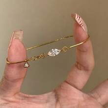 畅销极简主义蛇骨手链，饰有红色锆石水晶水滴，女士百搭款 - 馬眼鑽手鍊 - 查看 4