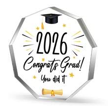 1个10厘米*10厘米六边形亚克力透明毕业礼物，毕业季纪念家居装饰吊坠，印有2024年毕业祝福语“祝贺你毕业，你做到了！”，圣诞节主题。 - 黑與白 - 查看 9