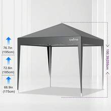 loefme 2.5x2.5m Pop Up Gazebo Waterproof Outdoor Canopy Tent Heavy Duty Metal Frame No Sidewalls With Carrying Bag - Xám - Xem 8