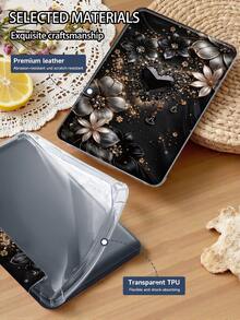 Ayotu 1pc Black Gemstone Flowers Tablet Case & Kindle E-Book Case Compatible With IPad 10th Generation, 11/Air 4th/Air 7th/9.7 Inches, Compatible With Samsung Galaxy Tab A9 Plus, Kindle (11th Generation-2024 Release)(6 Inch), Kindle Paperwhite 12th Gen 2024, Great Holiday Gift, Stylish And Simple Pattern. - Multicolor - View 9