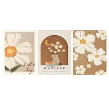 法国马蒂斯雏菊三联装饰画，抽象花卉模型，客厅沙发背景墙挂画，卧室餐厅艺术氛围海报，浴室装饰，房间装饰挂画，客厅艺术装饰插画，现代家居墙面艺术装饰画，理想的家居礼品，适用于客厅、书房、卧室、走廊等场所的艺术装饰画。 - 花 - 查看 9