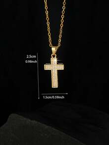 1件/多款复古朋克十字架吊坠项链，金色和银色可选，简约镂空街头风颈链，男女皆宜，链长可调节，适合派对、节日、珠宝礼品等场合。 - 彩色 - 查看 8
