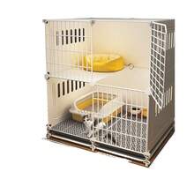 1 casă pentru pisici cu mai multe straturi și litieră, cușcă mare pentru animale de companie, cu 3 niveluri, gard metalic rezistent la coroziune, potrivită pentru câini, pisici, găini, iepuri de talie medie/mică - pentru uz interior și exterior - Multicolor - Vizualizare 12