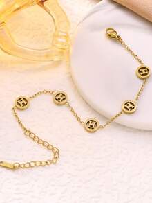 1件装潮流不锈钢H字母手链，女士时尚百搭钛钢饰品 - H字母手鍊 - 查看 5