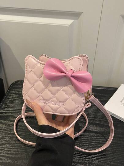 2026早春新款可爱蝴蝶结格纹撞色迷你方形单肩包（女士款）