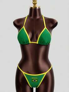 Women's Sexy Bikini, Embroidered Beach Vacation Swimwear, American Flag Bikini/4th Of July Swimwear/Red White Blue Swimwear Summer - Multicolor - View 6