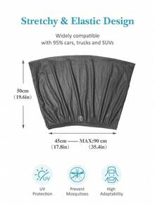 2/4pcs Baby Car Backseat Mosquito Net And Sun Shade, Mesh Side Window Curtain, Car Sun Visor - Multicolor - View 2