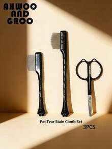 1 Set Pet Eye Cleansing Brush, Face Grooming Comb + Face Trimmer, Removes Tear Stains, Crusts And Mucus, Grooms Fur, Suitable For Small Cats And Dogs, Easy To Clean - Multicolor - View 4