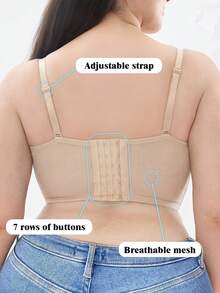 Plus Size Strapless Bra - Sheer Mesh Panels, Supportive & Comfortable Fit, Suitable For Formal Occasions And Everyday Wear - Beige - View 6