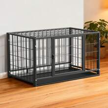 Heavy Duty Metal Dog Kennel, Dog Crate With Double Front Doors & Top Access Door, Anti-Escape Lock & Pull-Out Waterproof Tray, Indoor Small Dog Cage For Puppy, Small Breed Dogs - màu đen - Xem 5