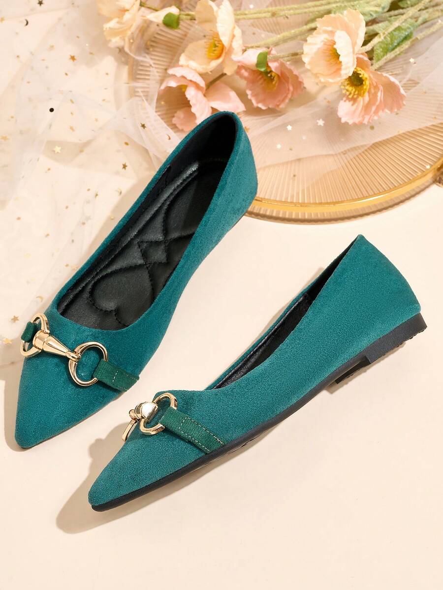 Limited Edition Vintage French Pointed Toe Mary Jane Flats, Mint Blue, Elegant Versatile, Soft Sole, Fashionable Yet Comfortable For All-Day Wear In Summer. New, Popular, Minimalist, Slip-On Design With Instep Buckle. Ideal Gift For Valentine's Day, Mother's Day, Weddings, Parties, Office Wear (Size Runs Small, Shoes Are Narrow, Suggest Ordering One Size Up) - 薄荷藍 - 查看 1