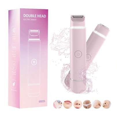 2026 New Upgraded Bikini Trimmer For Women - 2 In 1 Electric Razors For Women - Dual Head Electric Shaver - IPX6 Waterproof Wet & Dry Use Body Hair Trimmer And Facial Hair Remover For Bikini Underarm Leg Arm, With LED Light, Gifts For Her