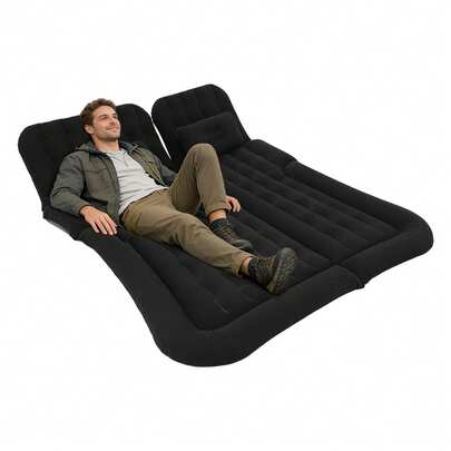 WUPYI2018 Aufblasbare Matratze t68.5x49.61in, schnelle Aufblasung mit Pumpe, faltbar für Reisen, Tragbare Matratze Campingmatratze Outdoor-Ausrüstung Autozubehör, ergonomisches Design, Ideal für Auto, Camping, Travel Guest Bed für 1 oder 2 Personen (Schwarz)