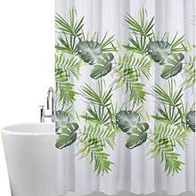 ANSIO Bathroom Shower Curtain - Mildew Resistant - Leaf Pattern - Palm Green, 180 X 180 Cm (71 X 71 Inches) | Waterproof Fabric | 100% Polyester - Multicolor - View 2