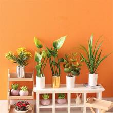 1件 1:12 比例迷你植物盆栽裝飾品，娃娃屋 1:12 比例 OB11 娃娃屋花卉裝飾，汽車儀表板裝飾品，逼真植物裝飾品，娃娃屋裝飾品，微縮場景攝影道具，迷你植物綠植盆栽迷你模型 1:12 比例娃娃屋 OB11 BJD 遊戲場景 - 5款掌葉 - 查看 2