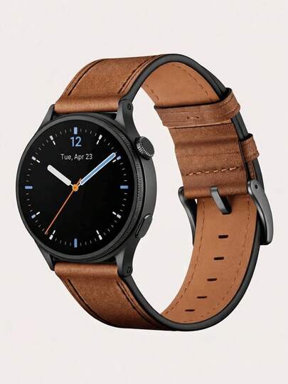 1PC Fashion Watch Band Strap, 20mm 22mm Compatible With Samsung Galaxy Watch 8/7/6/5/4 (40mm/44mm) Men's Business Leather Strap, Vintage Commuter Strap, Suitable For Smartwatches, Compatible With Huawei Watch GT2/GT3, Formal Smartwatch Strap, Men's Watch Accessories, Suitable For Daily Wear