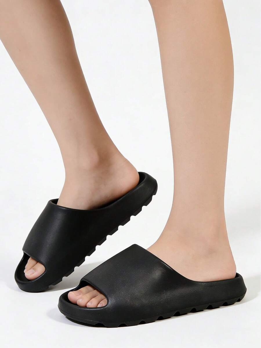 Dép lê thể thao unisex, chống trơn trượt, khử mùi, đế dày, giảm sốc, đế mềm, dùng trong nhà/ngoài trời, dép đôi. - màu đen - Xem 1