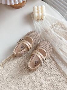 Sandalias de moda para niñas con empeine bajo tejido, zapatos transpirables tejidos para niñas pequeñas - Rosa - Ver 4