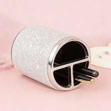 大容量奢华水晶水钻化妆刷、口红、眉笔收纳盒 - 查看 2