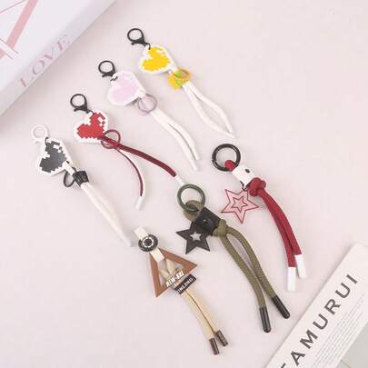 7 件装 PVC 软橡胶多巴胺星星爱心挂绳汽车钥匙扣、钥匙扣配件、包包挂件