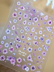 Realistic Dried Flower Embossed Nail Stickers, Colorful Ditsy Floral 3D Nail Art Decals - Multicolor - View 4