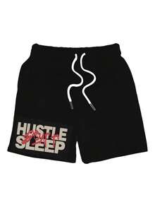 Stylish Hustle Set 220gT-Shirt 185g Shorts, Y2K Men's Printed Short Sleeve T-Shirt Set, Men, Ropa De Hombre, Men Shorts Set, Pantalones De Hombre, Shorts For Men, Graphic Tees Men - Graphic Tees, Cotton T-Shirts, Casual Tees, Oversized T-Shirts, Cool T-Shirts, Everyday Tees, Basic T-Shirts, Comfy Shirts, Summer Outfits, Mens Clothes, Graphic Tees Men - Black shorts - 查看 3