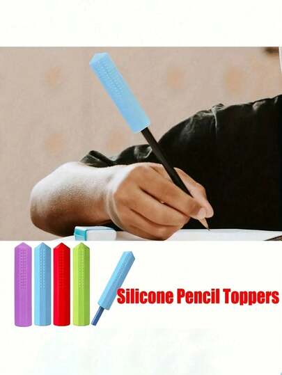 Silicone Pencil Toppers For Autism And ADHD, Multi-Color Stress Relief Chewable Pencil Caps, Suitable For Adults With Anxiety, Autism And ADHD, Perfect Relaxation Gift, ADHD Awareness