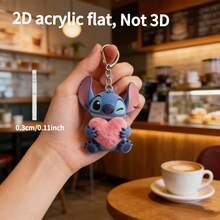 2D Graphic Design, Stitch Holding Heart Acrylic Keychain, 3D High-Definition Printing, Durable. Suitable For Car Keys, Backpacks, Wallets, Etc., And Also A Great Gift. Can Be Used As Furniture Decor And Home Decoration. Perfect Gift For Valentine's Day, Ramadan, Holidays And Daily Use. Keychain Accessory, Fun And Interesting. - Multicolor - View 7