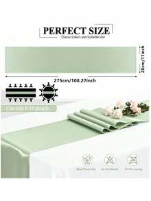1pc/5pcs/10pcs Sage Green Satin Table Runner, Suitable For Hotel Events, Birthday Parties, Wedding Decor, Silk Table Runner, Party Table Runner - Sage Green - View 6