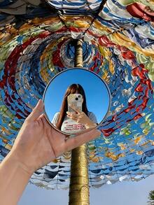 Travel Photography Gadget - Mini Round Mirror For Photo Shooting & Checking, HD Selfie Mirror, Makeup Mirror, Convex Wide Angle Lens, Friend's Must-Have Travel Gift, Selfie Accessory, Compact Design, High-Quality Reflection, Content Creator - A - View 7