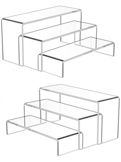 Présentoir à gâteaux épais et transparent en forme de U à plusieurs niveaux, étagère d'exposition alimentaire, étagère de rangement transparente polyvalente (peut être utilisée pour exposer de petites figurines et des parfums), étagère de rangement pour cosmétiques, vitrine d'exposition de gâteaux