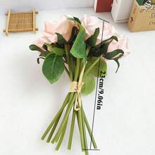 仿真玫瑰花束 长茎仿真玫瑰 丝绸花 婚礼花束 中心装饰 派对 新娘 婴儿派对 - 彩色 - 查看 2