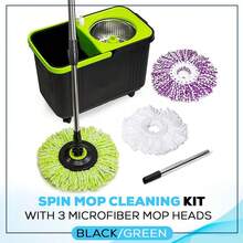 -Magic 360 Spin Mop And Bucket With Wringer – 3 High-Absorbent Microfiber Washable Heads, Soap Dispenser – Spinning Mop And Bucket Set For All Types Floor Cleaning - SpinMopSpinMopSpinMop - Xem 3