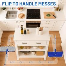 2-Sided Microfiber Dust Mop: Dry Flat Wall Mop For Hardwood Floors With 3 Reusable Pads Reversible Head For Apartment Kitchen Tile Laminate Pet Hair Cleaning - 15吋拖把 - 查看 6