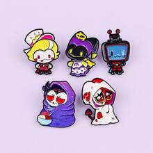 可爱动漫人物珐琅徽章 卡通动物胸针 翻领别针 徽章 背包服饰配饰 时尚珠宝礼品 - 黑色 - 查看 11