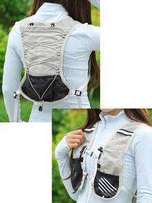 1 pieza Mochila de agua portátil de moda para ciclismo, diseño de múltiples compartimentos, bolsa de fitness práctica unisex, bolsa de entrenamiento de fitness, bolsa de running multifuncional, bolsa de bicicleta de múltiples bolsillos. Nota: Se enviarán al azar dos estilos, con o sin letras. - Gris - Ver 8