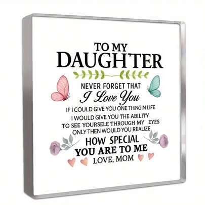 2D平面摆件，母女纪念礼物 - 饱含深情的生日、母亲节或圣诞节礼物 - 优雅的母女诗歌摆件，配透明亚克力相框 - 可摆放在家居、办公室或客厅的桌面 - 送给女儿的温馨礼物