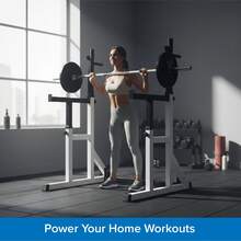 RAVIAN Adjustable Squat Rack & Bench Press Stand – Heavy-Duty Home Gym Power Rack With Spotter Arms, Dip Bars & Weight Plate Storage, Multi-Position Barbell Rack - White+Black - View 4