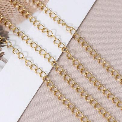 2m Stainless Steel O-Shape Extension Chain, Gold & Silver Color, Suitable For DIY Necklace, Bracelet, Jewelry Accessories