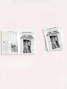 Customized Newspaper Wedding Program, Customized Newspaper Wedding Template, Printable Wedding Invitations, Customizable Wedding Day Newspaper | Suitable For Kitchen, Home Office Or Bathroom Decor | Modern/Classic Art Style - Multicolor - View 6