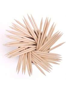 100pcs Orange Wooden Cuticle Pusher Dual-Ended Nail Cleaner Multi-Function Nail Care Tool Suitable For Manicure/Pearl Supplies, Nail Tools, Nail Art Tools, School Supplies, Nail Pressing Tools - Multicolor - View 4