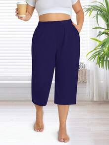 Women's 3 Pack Plus Size Capri Sweatpants - Loose Cropped Yoga Lounge Pajama Pants With Pockets For Summer Perfect For Casual, Commute, Travel, Daily Chores - Màu kaki + Đen + Xanh đậm - Xem 6