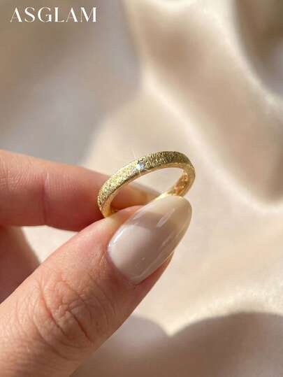 1 pieza Anillo de zirconia estrella mate de lujo y peso ligero, anillo sencillo básico de plata de ley 925, regalo de joyería exquisita para niñas, adecuado para cumpleaños, bailes de graduación y otras ocasiones