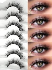 Bộ 7 cặp mi giả ENCHUW xoăn tự nhiên, có dải mi trong suốt, kiểu dáng tự nhiên như thật, mi giả trang điểm dự tiệc, mi giả lông chồn. - màu đen - Xem 1