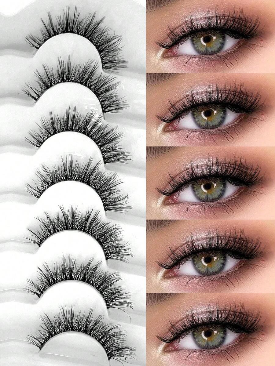 Bộ 7 cặp mi giả ENCHUW xoăn tự nhiên, có dải mi trong suốt, kiểu dáng tự nhiên như thật, mi giả trang điểm dự tiệc, mi giả lông chồn. - màu đen - Xem 1