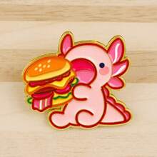 汉堡巨人蝾螈珐琅胸针 可爱海洋动物胸针翻领别针徽章 背包服装配饰 时尚珠宝礼品 - 粉色 - 查看 10