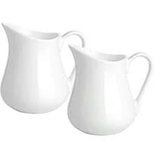 2 Pack 4 Oz Classic White Ceramic Small Creamer Pitcher With Handle- Fine Porcelain Small Milk Pitcher - Ceramic Creamer Container For Coffee Milk Sauces Salad Microwave And Freezer - White - View 1