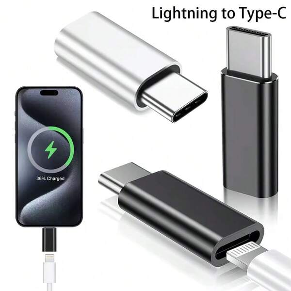 1-3 piezas Adaptador de carga de relámpago hembra a USB-C macho compatible con iPhone 17 Pro Max/17 Pro/17 Plus/17/16/15, S25/S24/S23/S22/S21, cargadores de la serie, no para audio/OTG