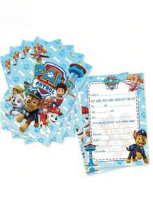 Paw Patrol 12pcs/Set Themed Party Birthday Invitation Card Pink And Blue Birthda Holiday Party Invitation Cards Greeting Card Invitations ﻿ - Cartoon - View 4