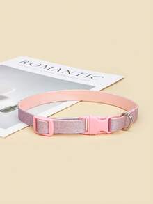 1件装涤纶柔软猫狗配饰粉色哑光闪光宠物猫狗项圈，适合小型猫狗室内外使用（不适合大型犬） - 彩色 - 查看 5